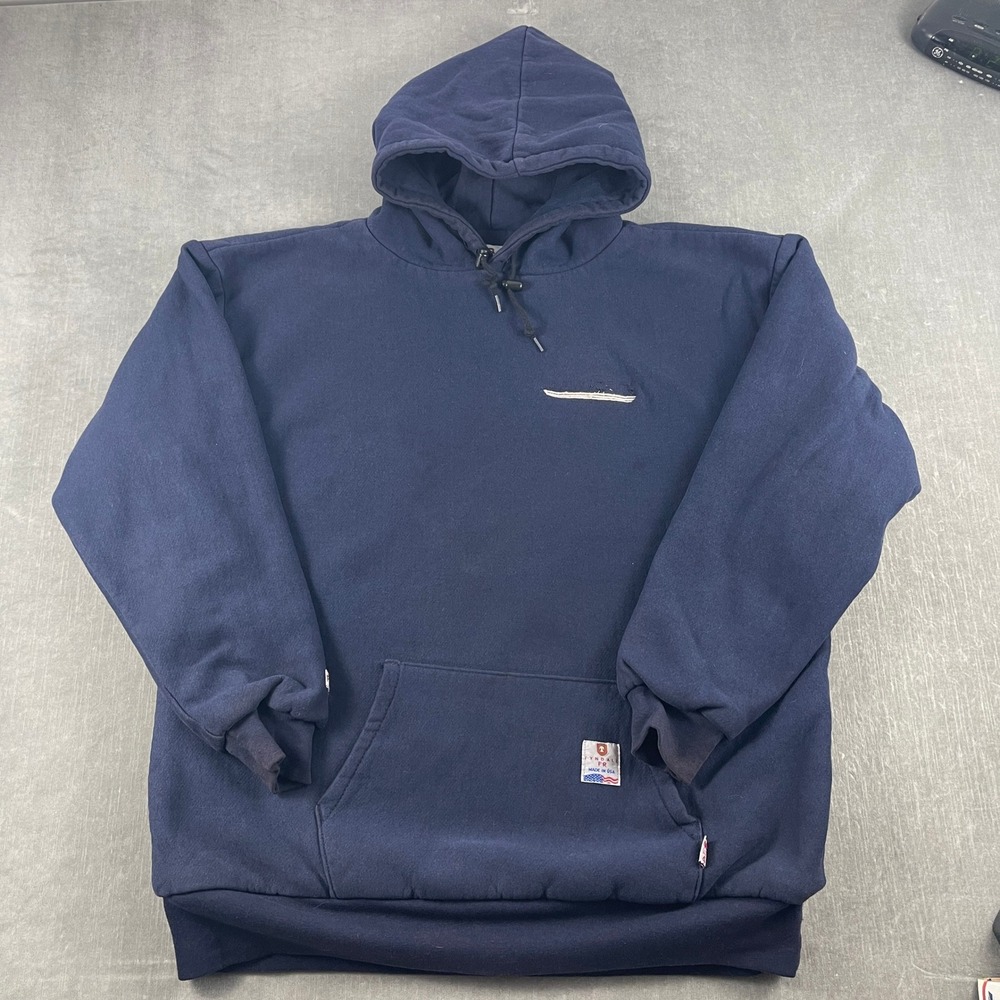 Tyndale Mens XL Navy Blue Flame Resistant Hoodie FRMC Arc Rated Made in USA